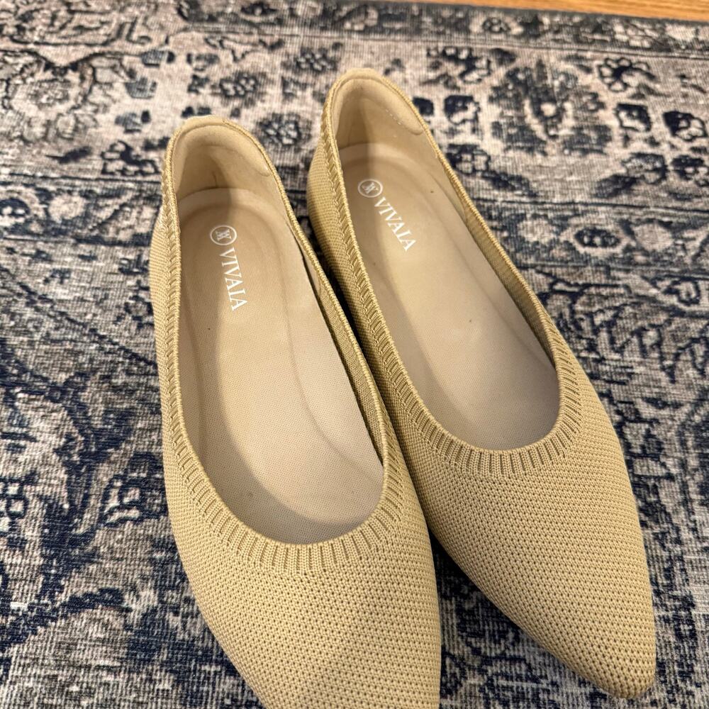 VIVIAIA Women’s 35.5 Pointed-Toe Ballet Flats Slip On Aria Almond Beige Neutral - Picture 7 of 7